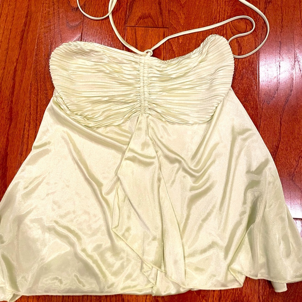 Satin light green halter tank size S